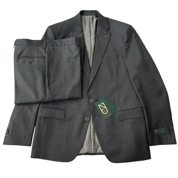 Ted Baker London NEW Men’s 44R 38R Jake Wool Two Button Suit Charcoal Gray $595 - Picture 1 of 16